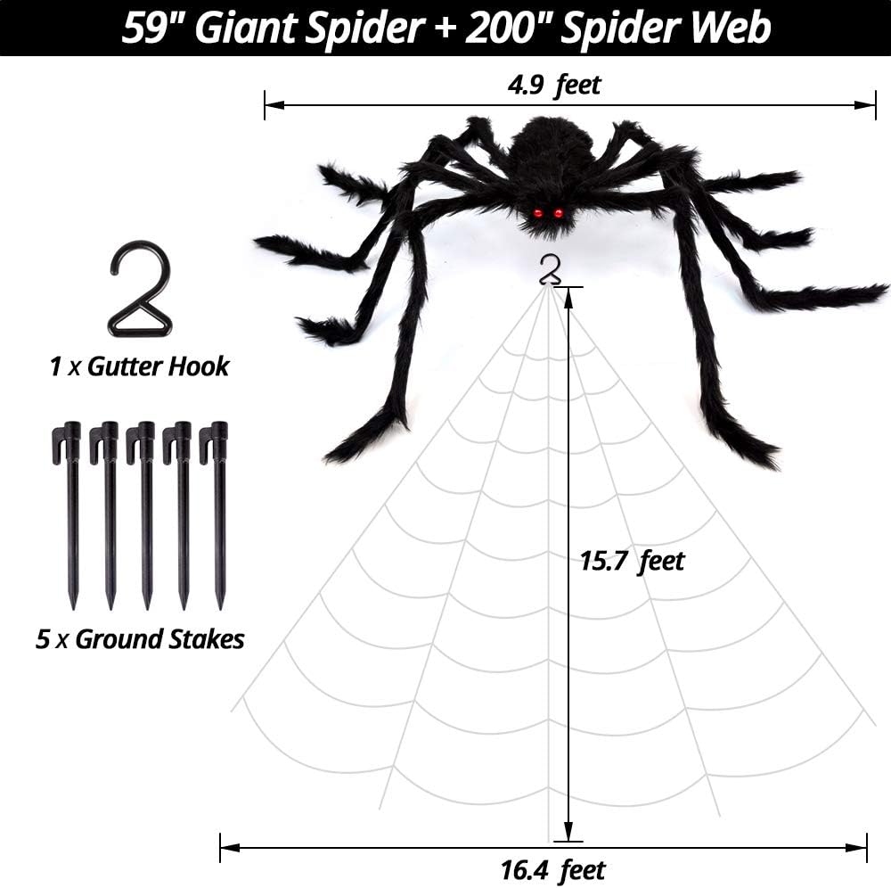 Hauntiva™ Giant Spider & Web Halloween Decor