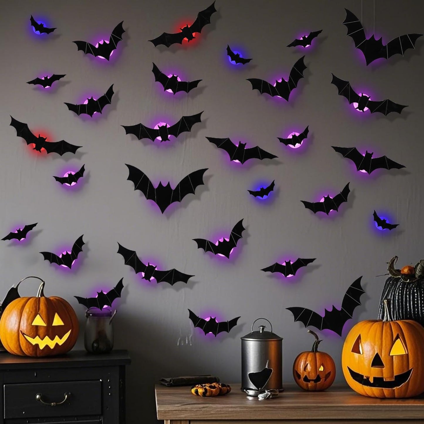 Hauntiva™ Haunting Glow 3D Bat Decorations – 36 pcs