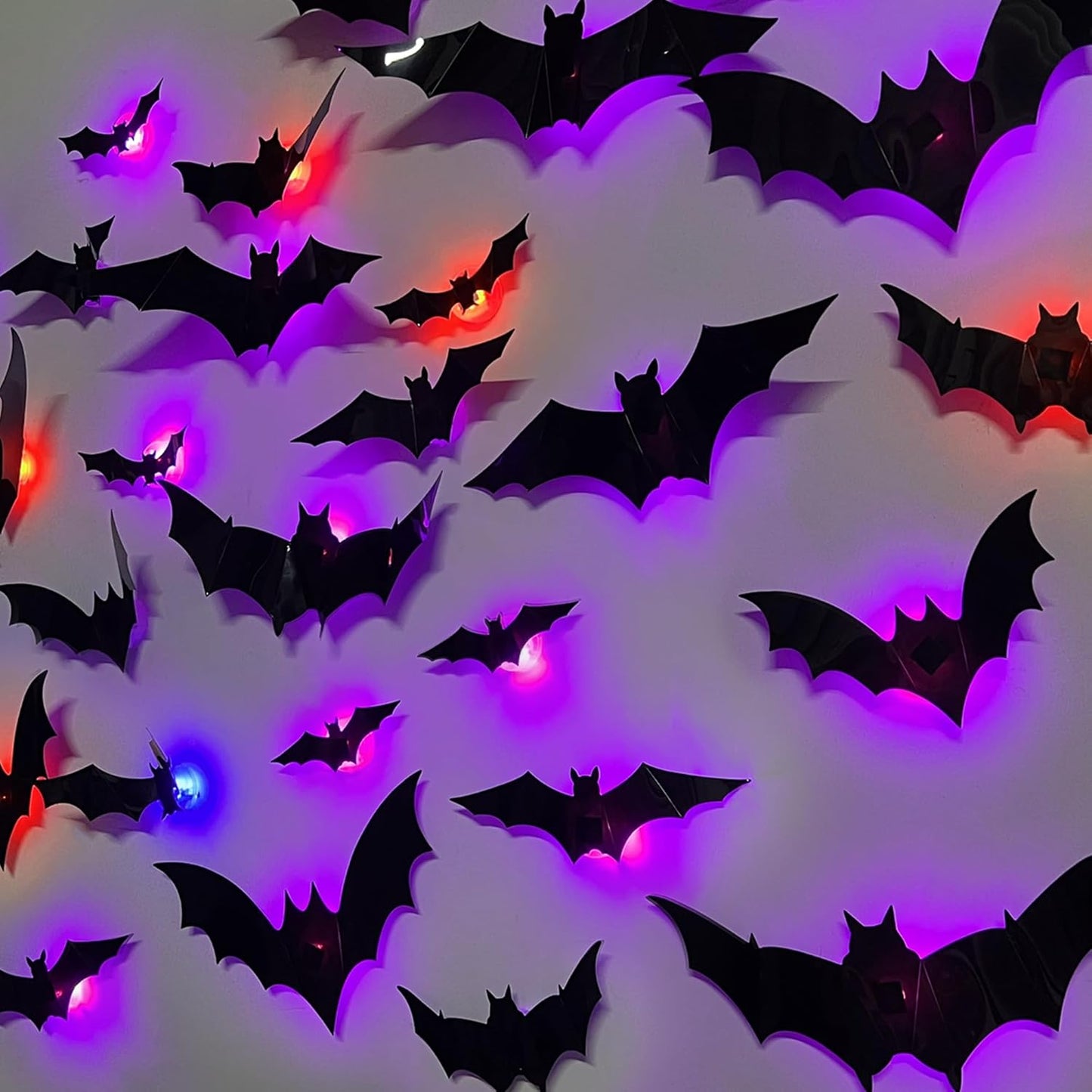 Hauntiva™ Haunting Glow 3D Bat Decorations – 36 pcs