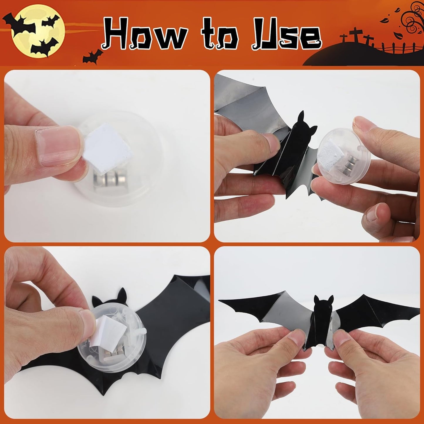 Hauntiva™ Haunting Glow 3D Bat Decorations – 36 pcs