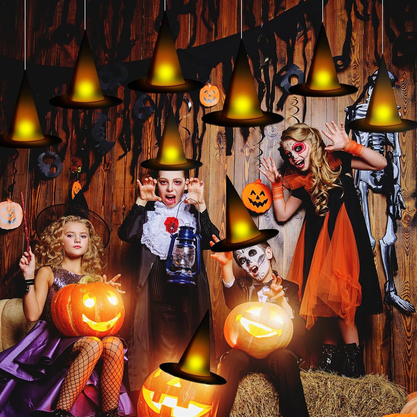 Hauntiva™ Enchanting Floating Witch Hat Set – 12 pcs