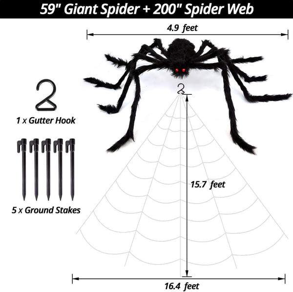 Hauntiva™ Giant Spider & Web Halloween Decor